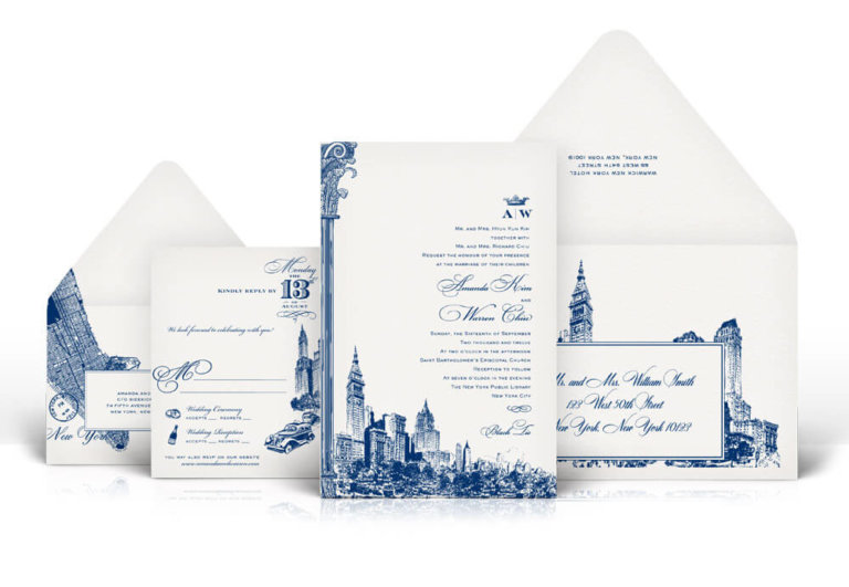 New York Public Library letterpress wedding invitation