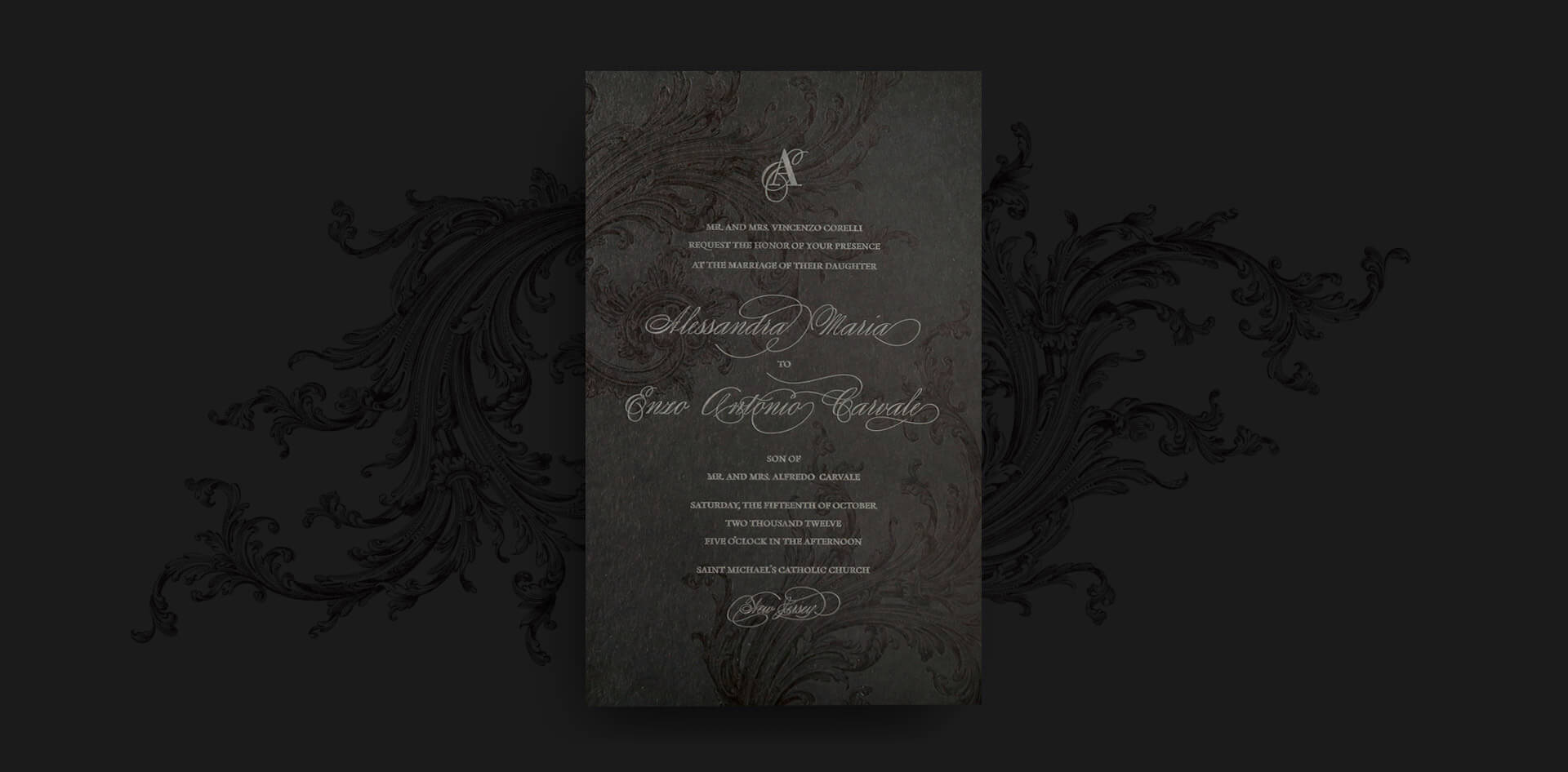 Black and silver moody invitation card