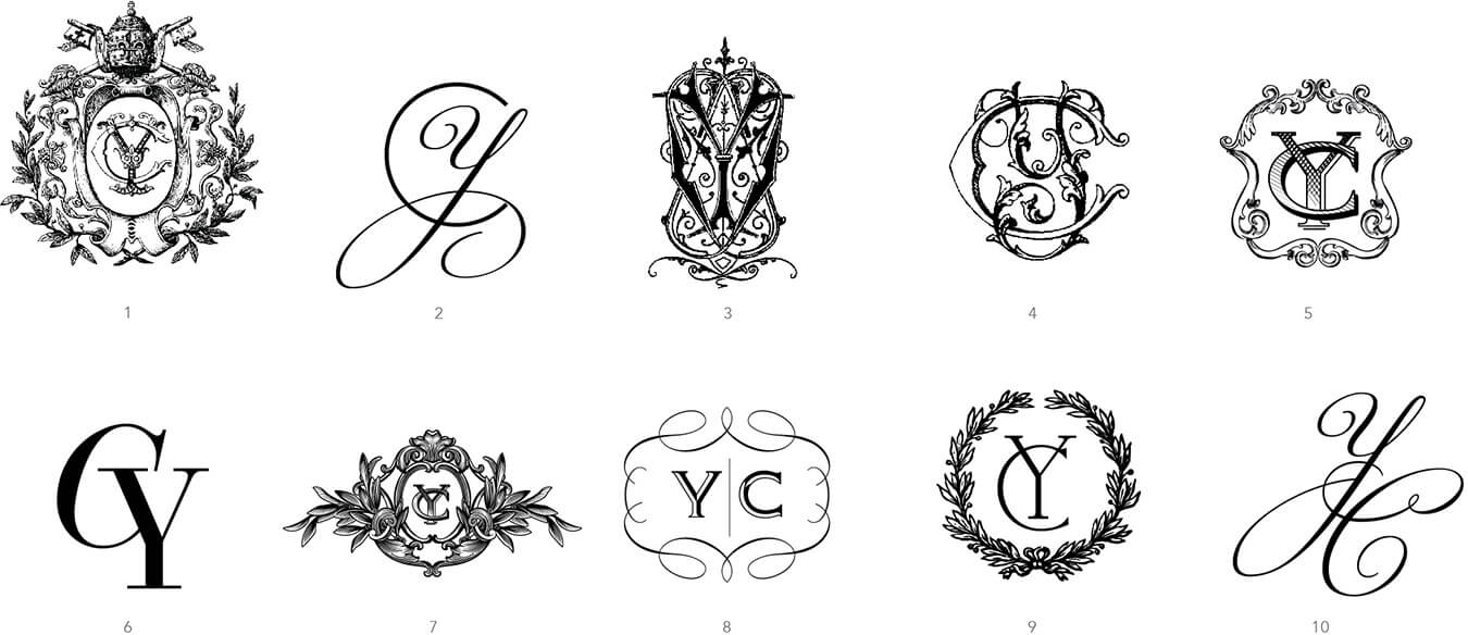 Custom designed classic wedding monograms