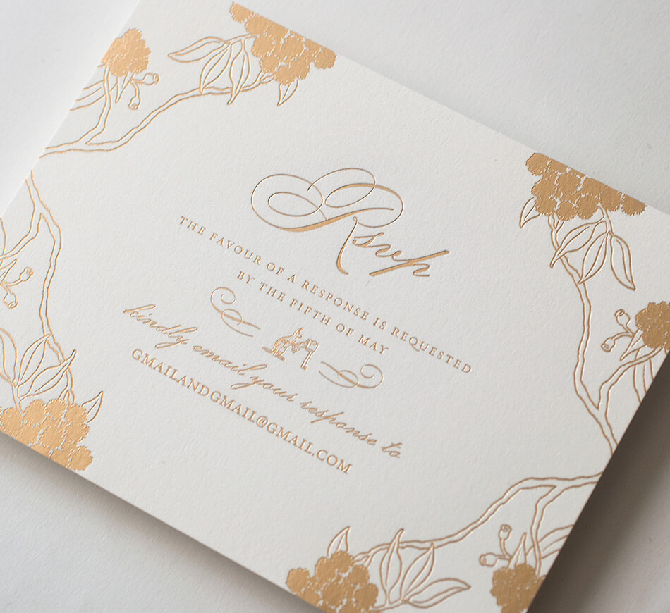 Gold foil reply card