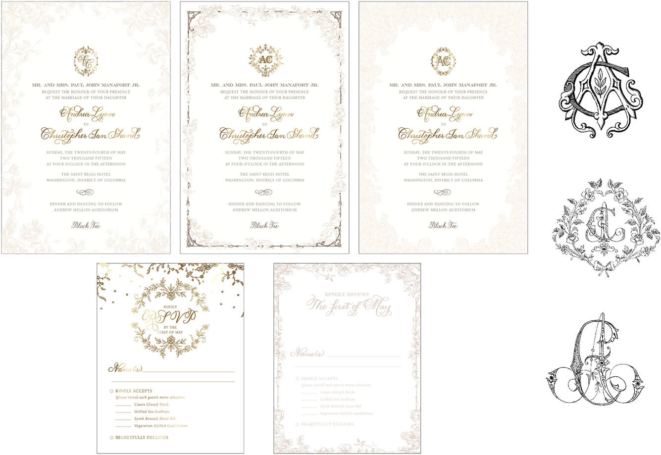 Alternate invitation designs with floral borders