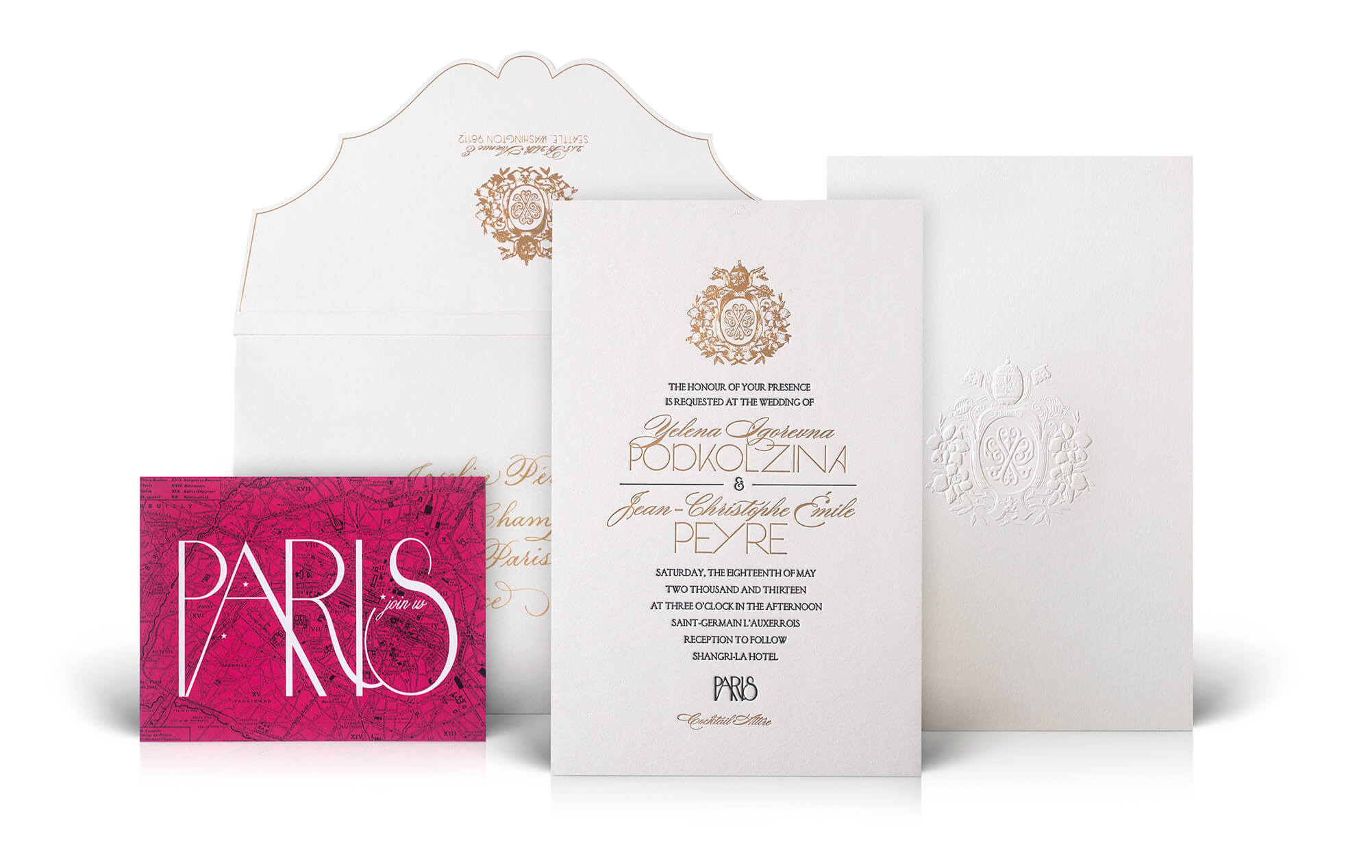 Luxe Paris destination wedding invitation