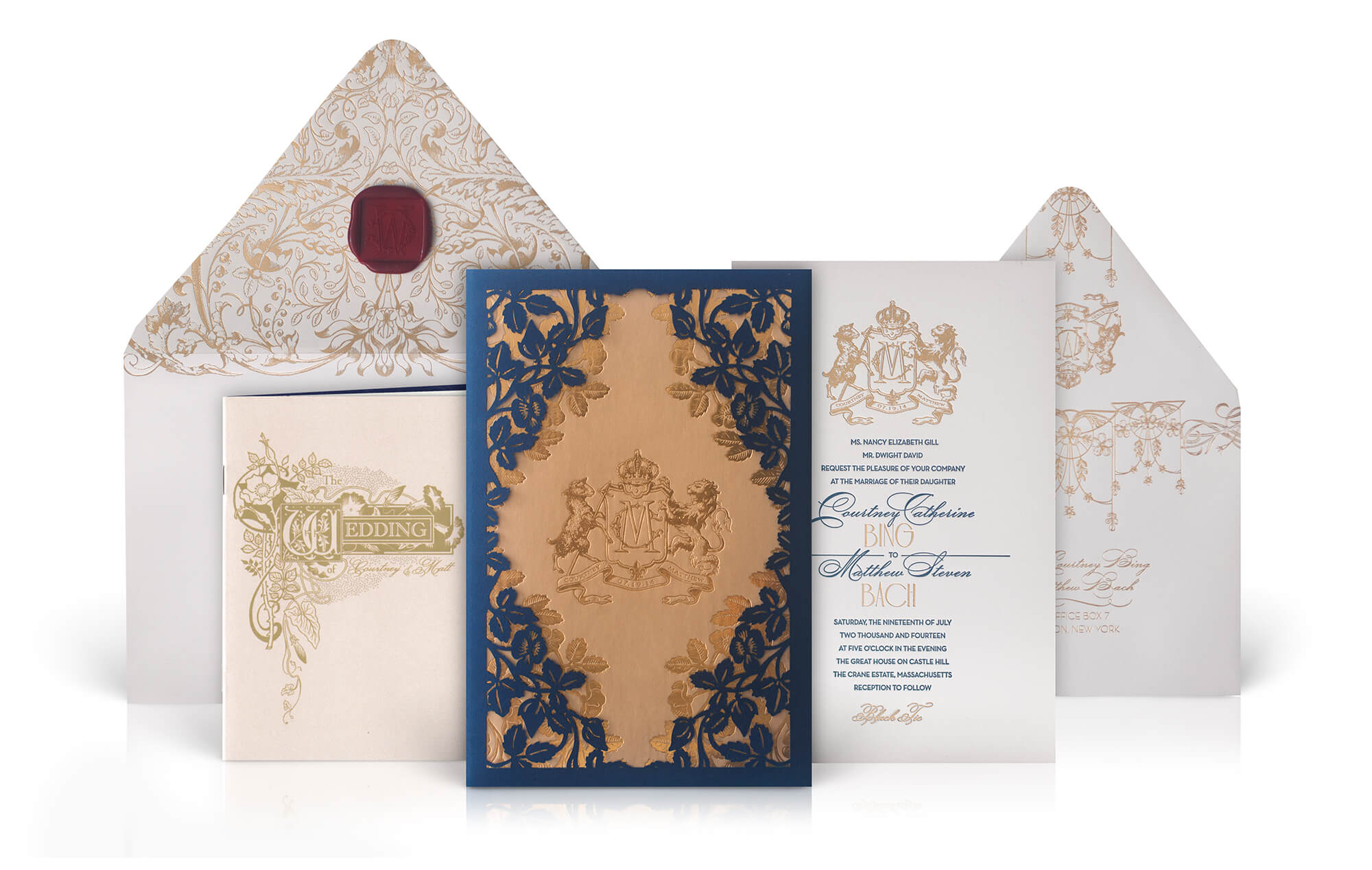 Old World Wedding Invitation with a laser cut sleeve