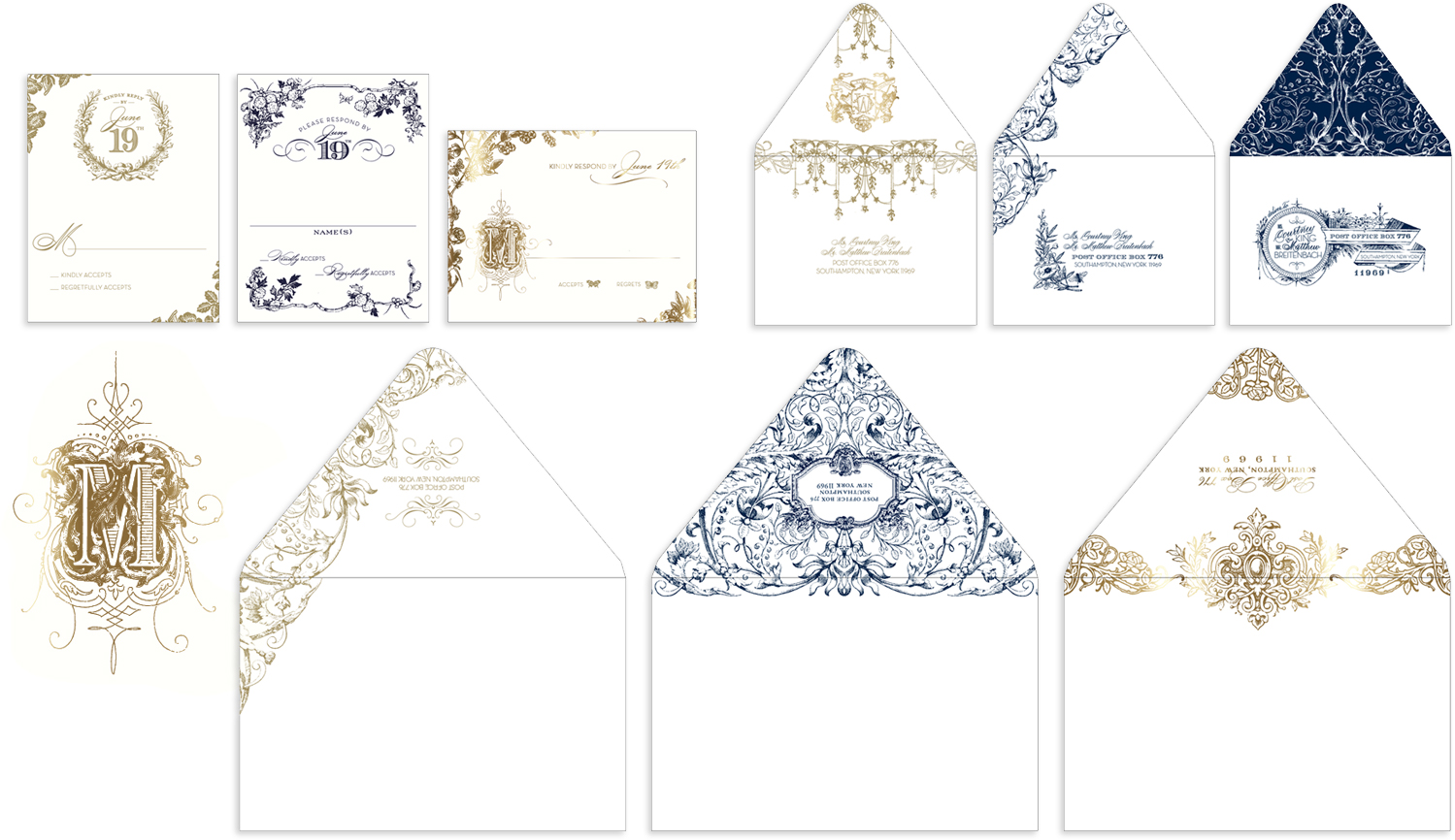 Ornate alternate designs for outer and reply envelopes