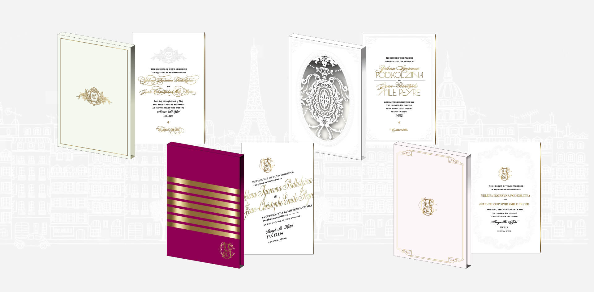 Alternate designs for a Paris destination wedding