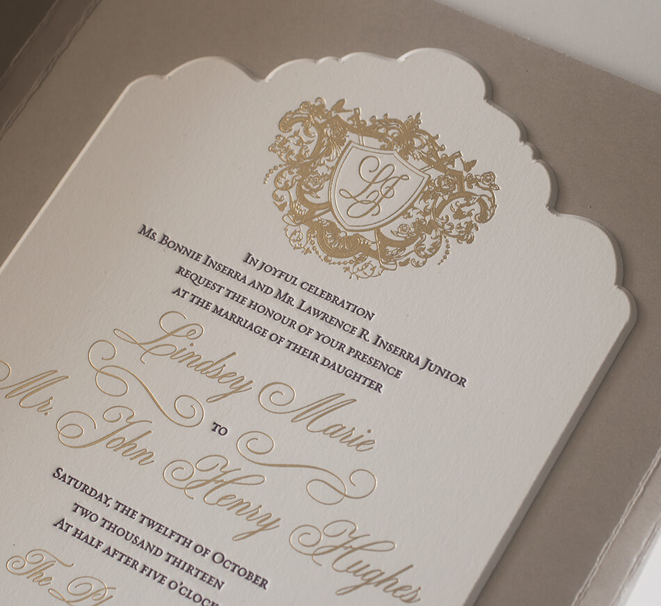 Scalloped edge wedding invitation