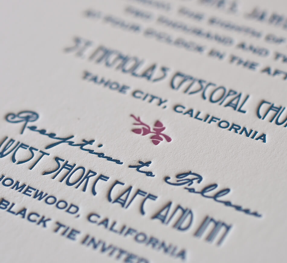 Blue and red letterpress typography