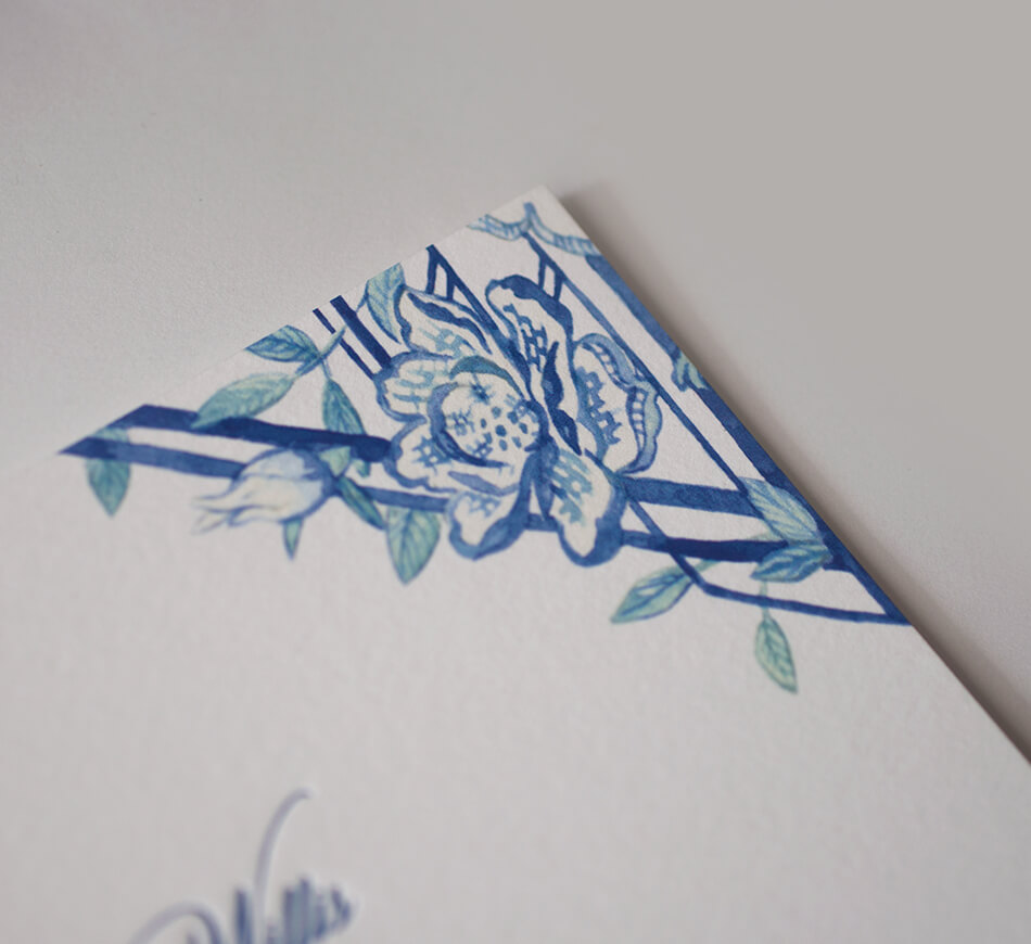 Geometric and floral watercolor illustration