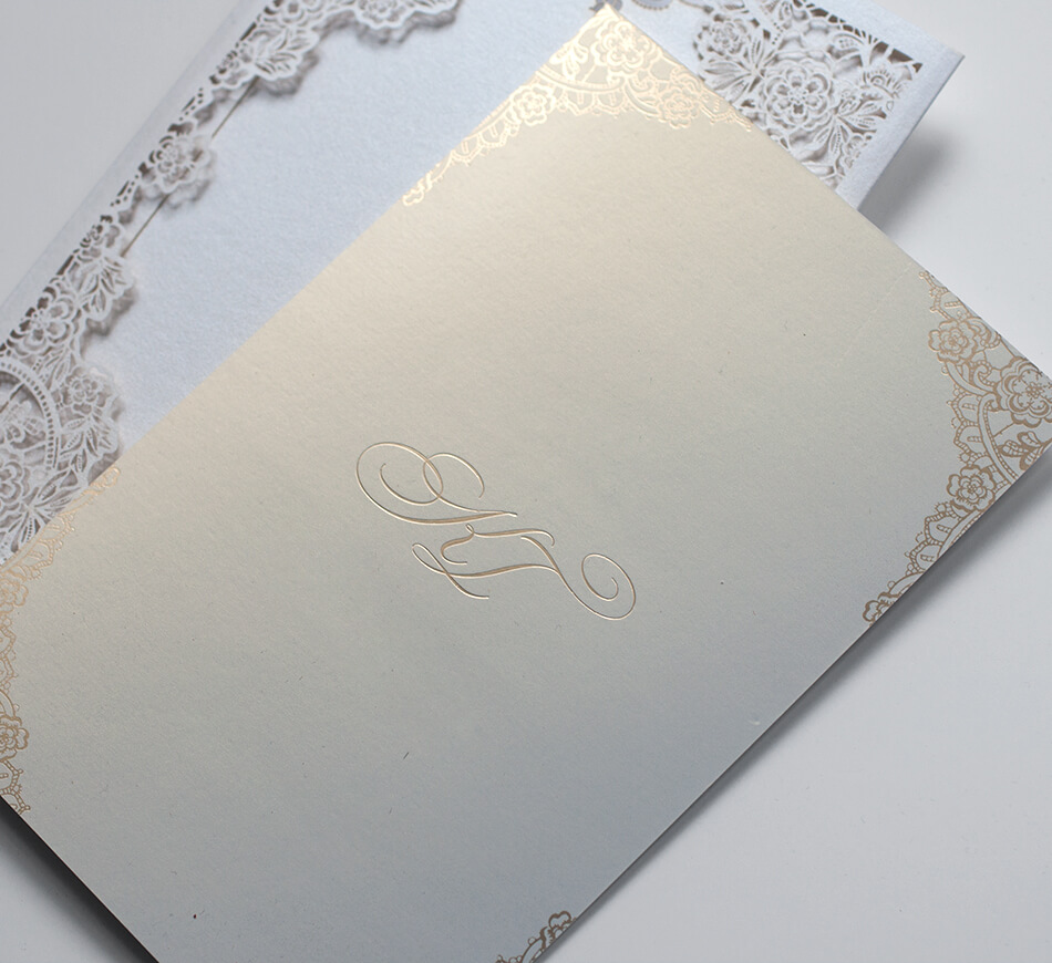 Gold printing on pearl shimmer paper