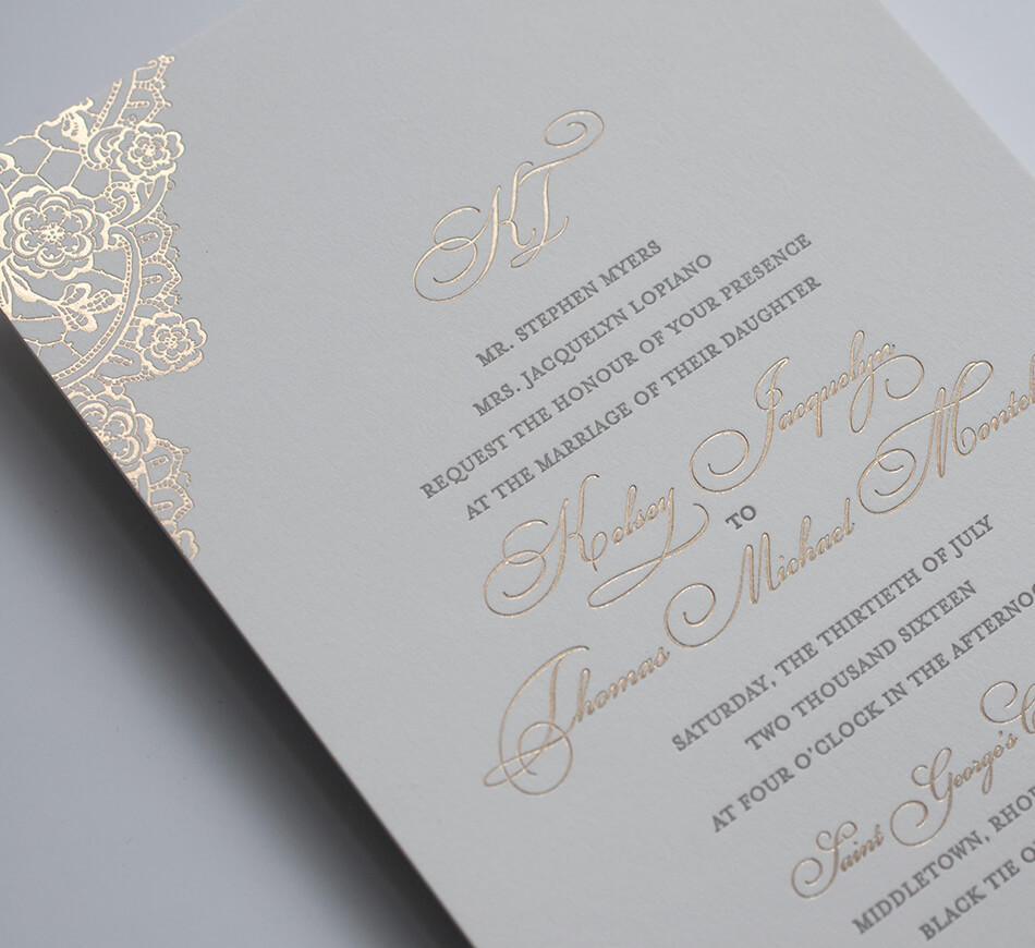 Gold typography and letterpress printing