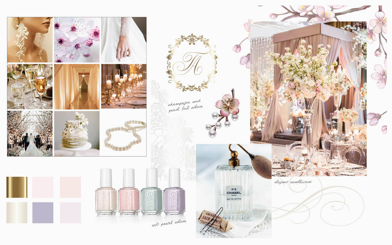 Pastel colors and cherry blossom moodboard