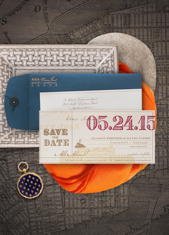 Ellis Island inspired save the date
