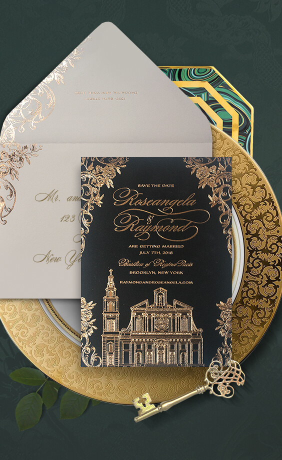 Save the Date with gold foil