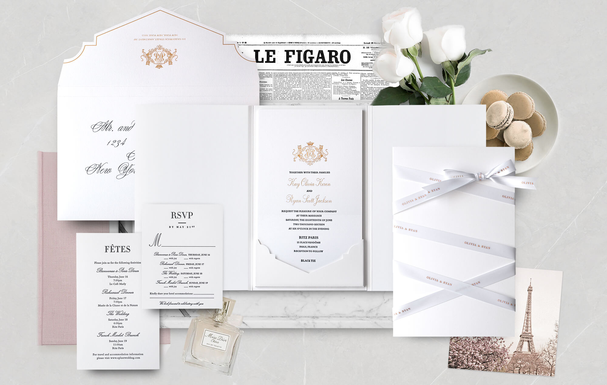 Ritz Paris luxury wedding invitation