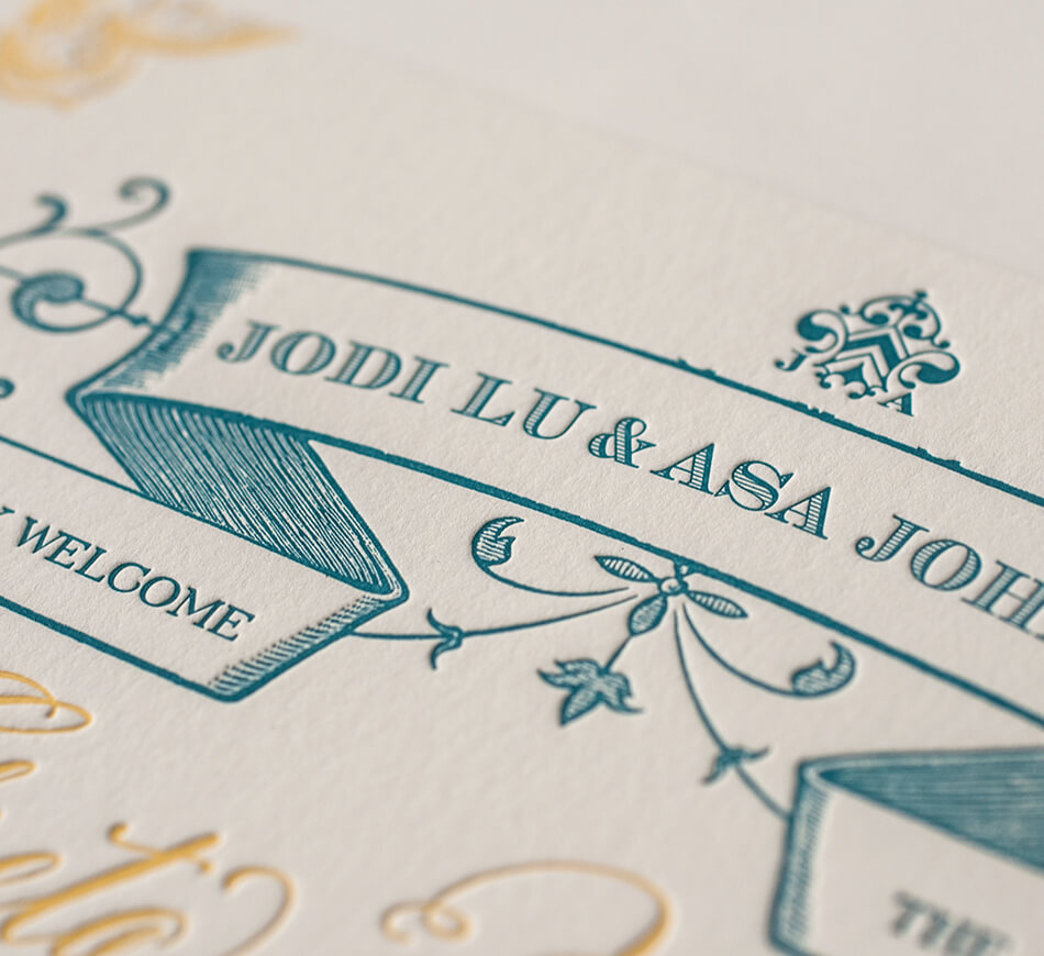 Engraved typography and banner