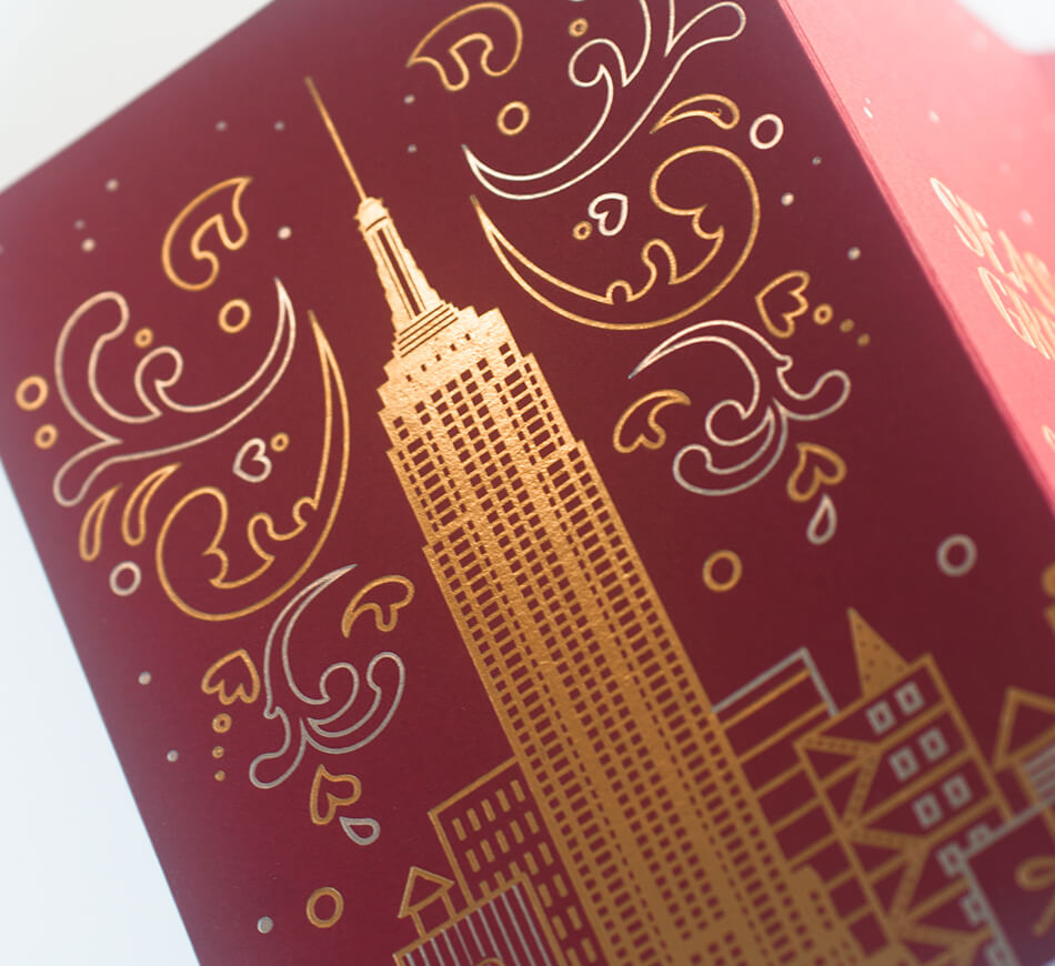 Empire State Building printed in gold foil