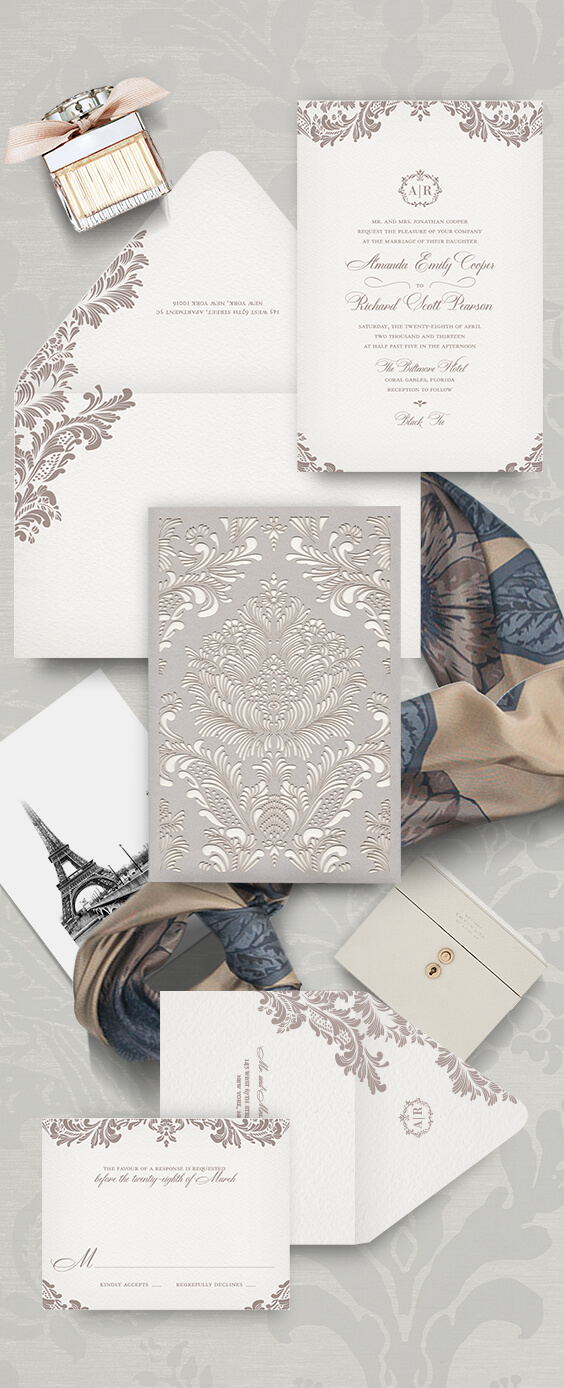 Classic laser cut wedding invitation