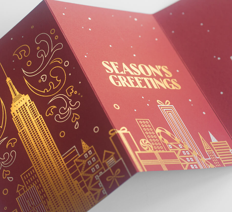 Folded holiday cards for the Empire State Building