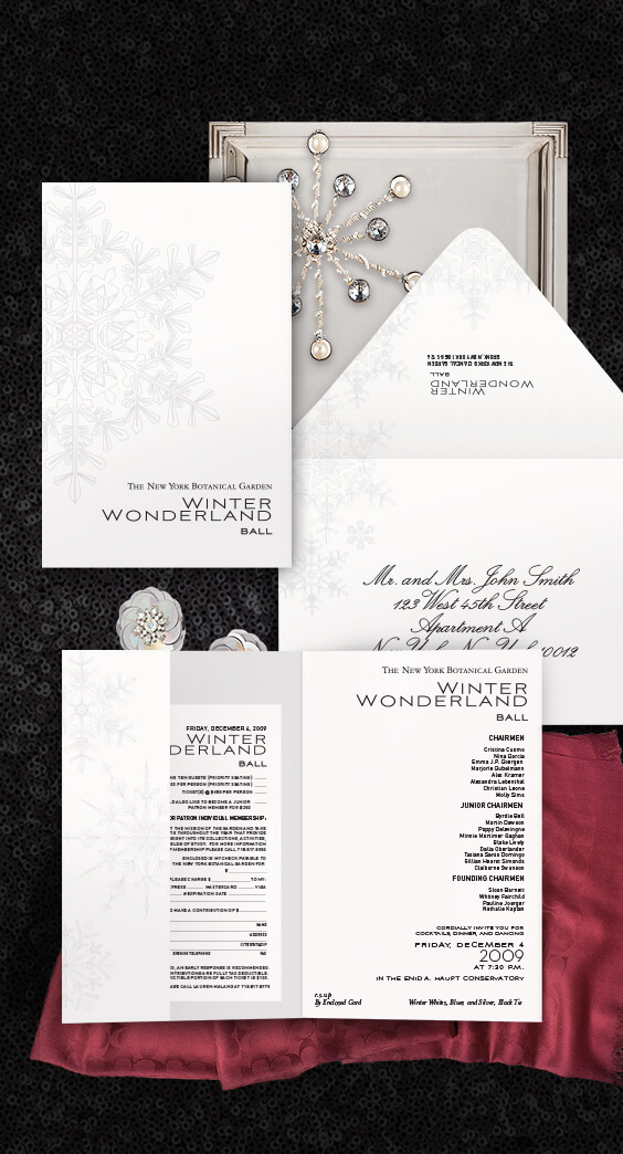 Invitation for the NYBG winter wonderland ball | By Atelier Isabey