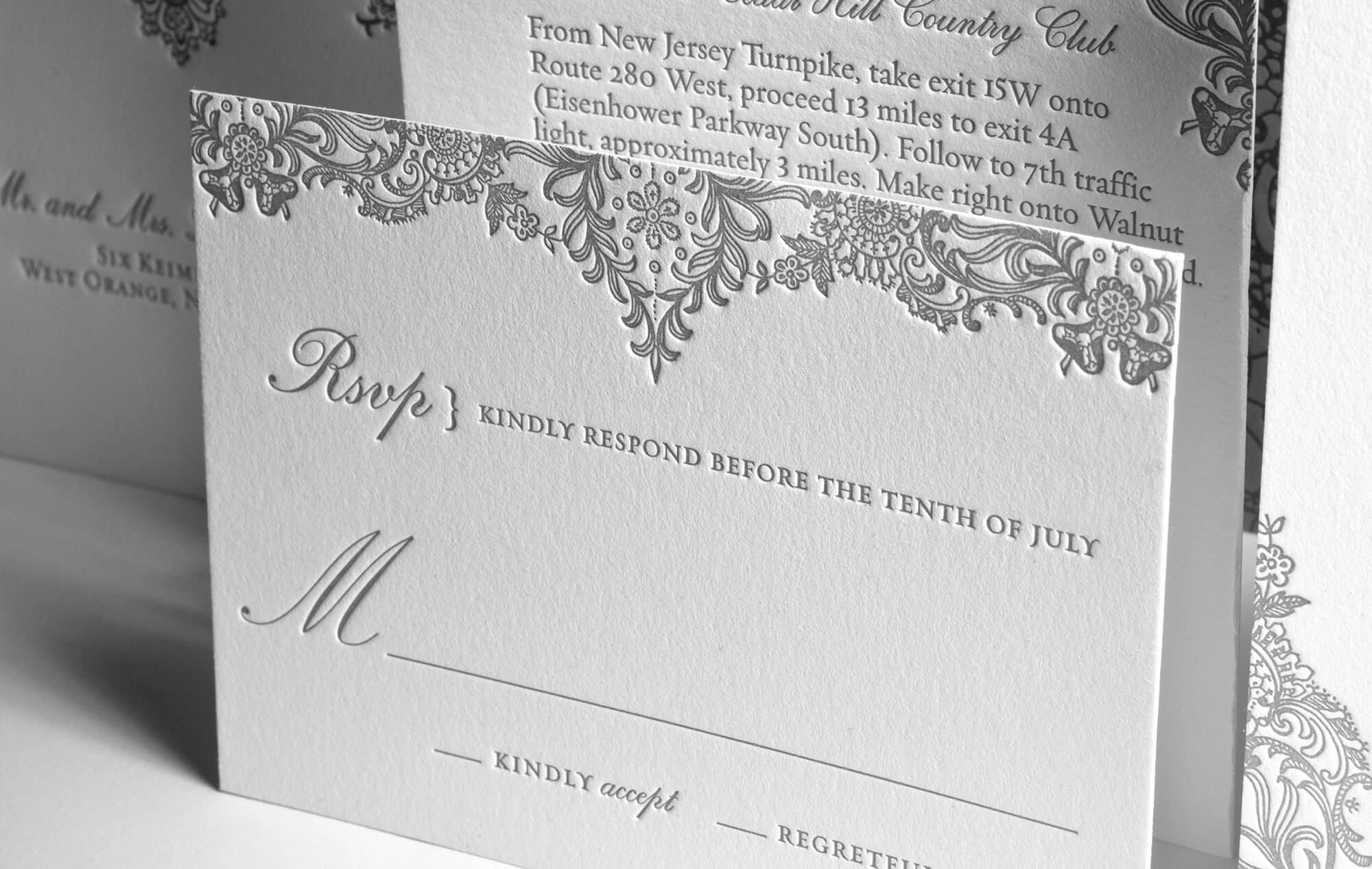 Elegant lace reply card
