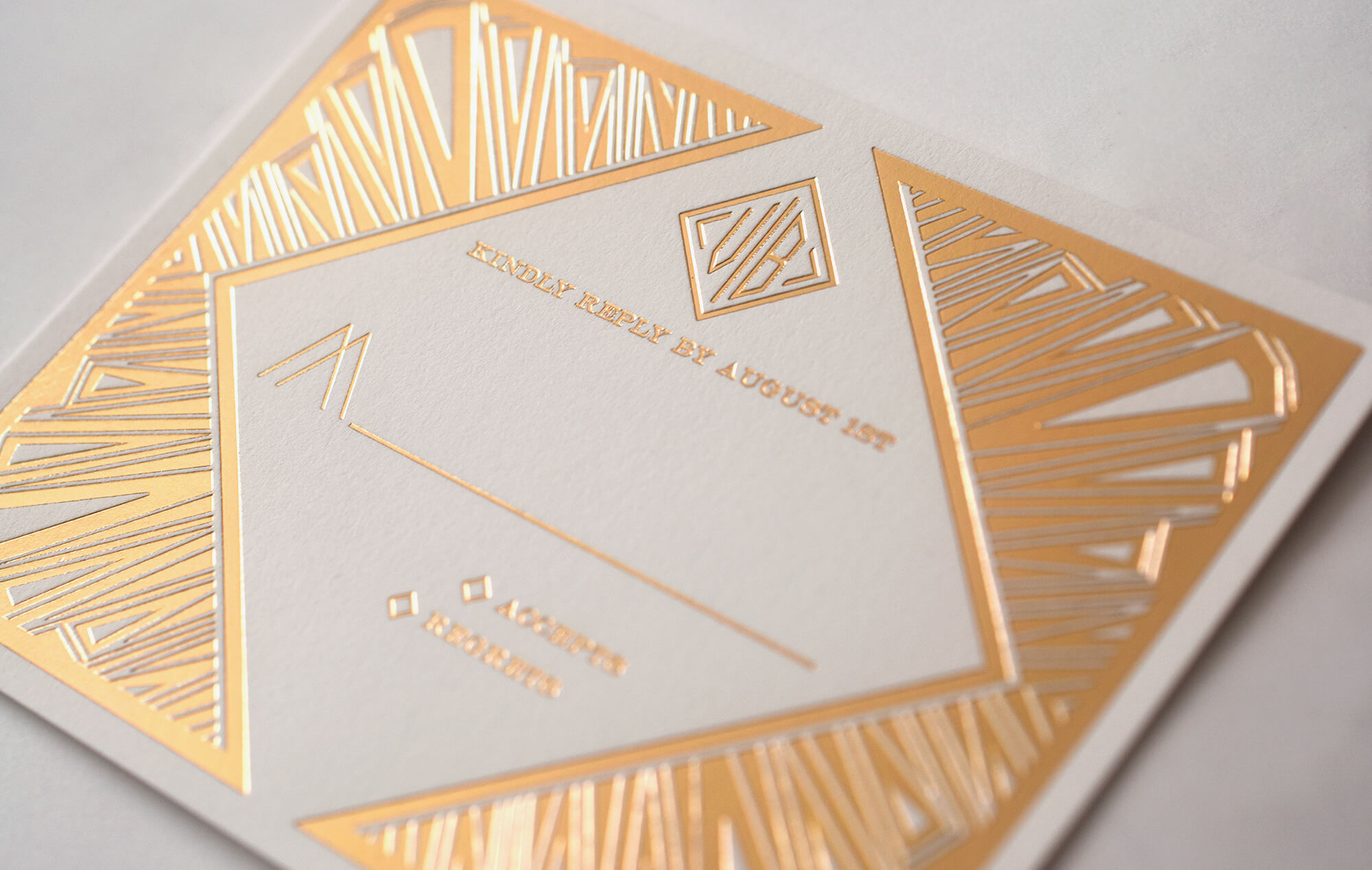Gold Art Deco reply card