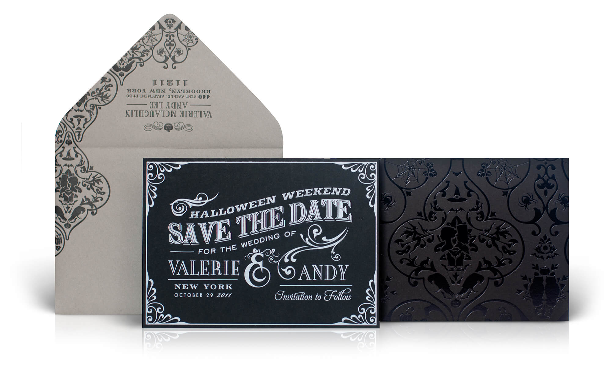 Halloween save the date and envelope