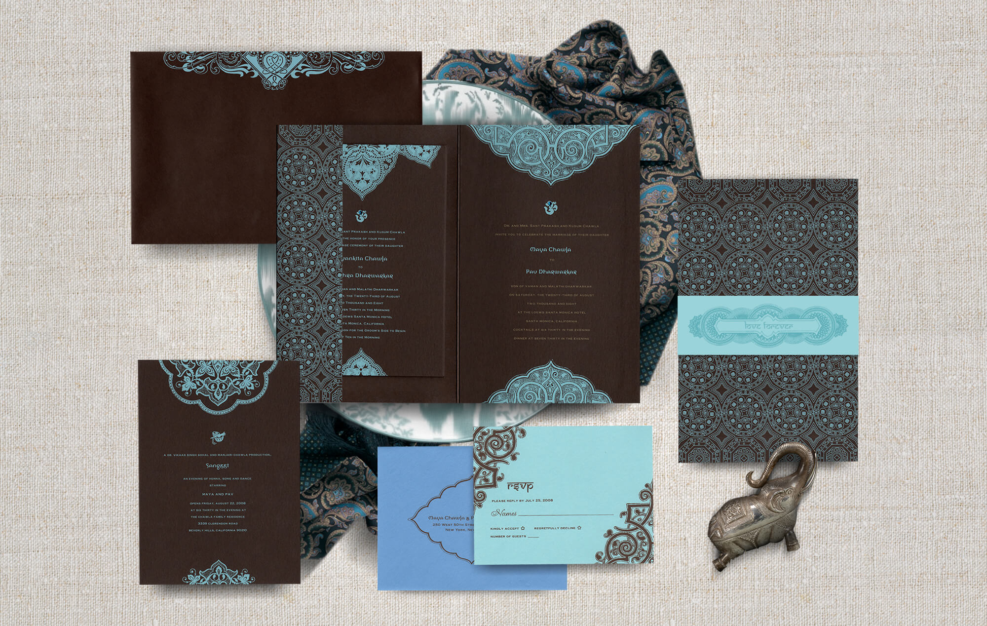 Contemporary meets traditional Indian wedding invitation