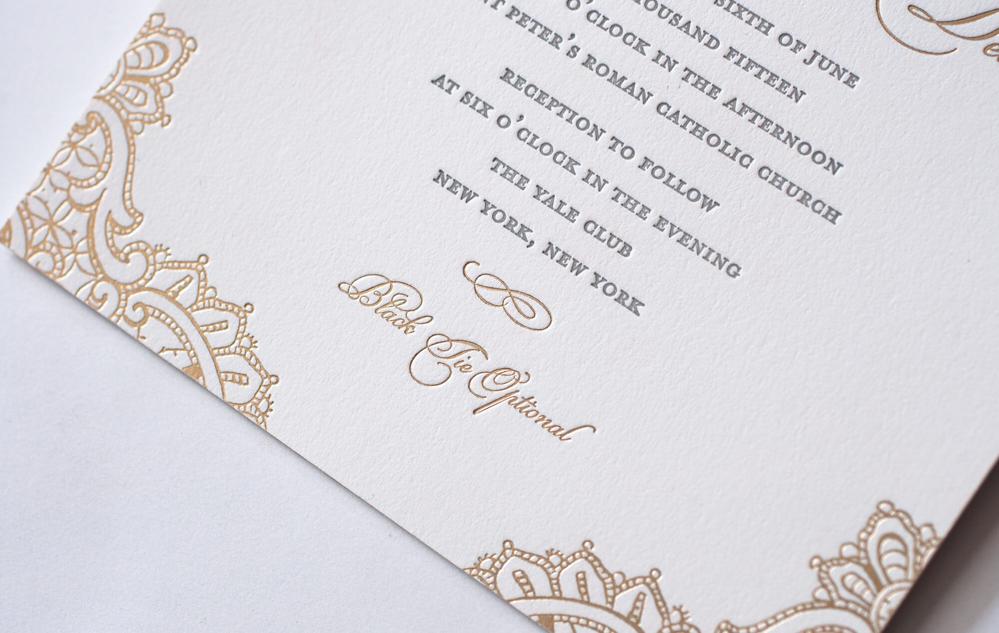 Letterpress and gold foil typography