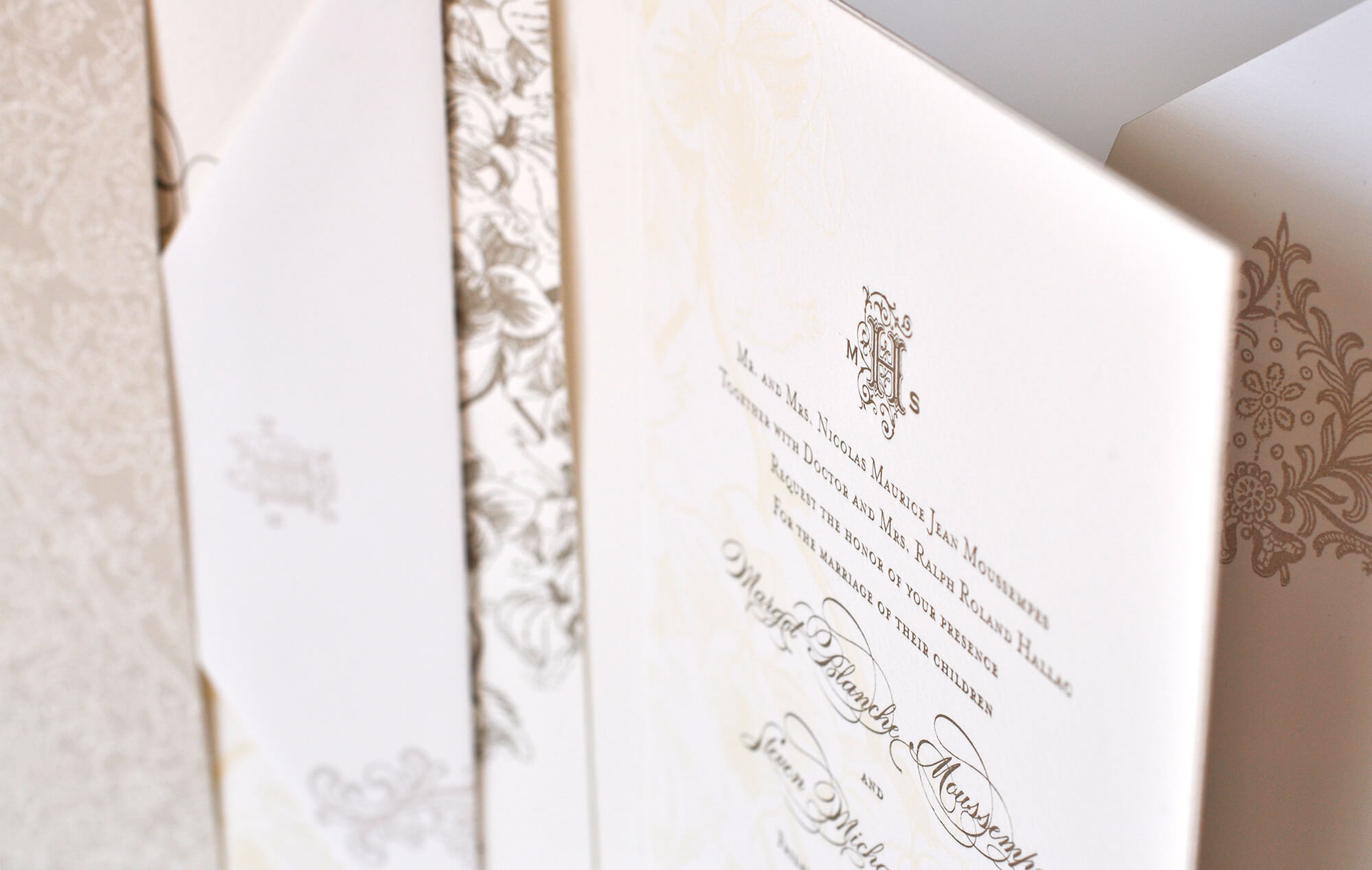Letterpress wedding invitation folder