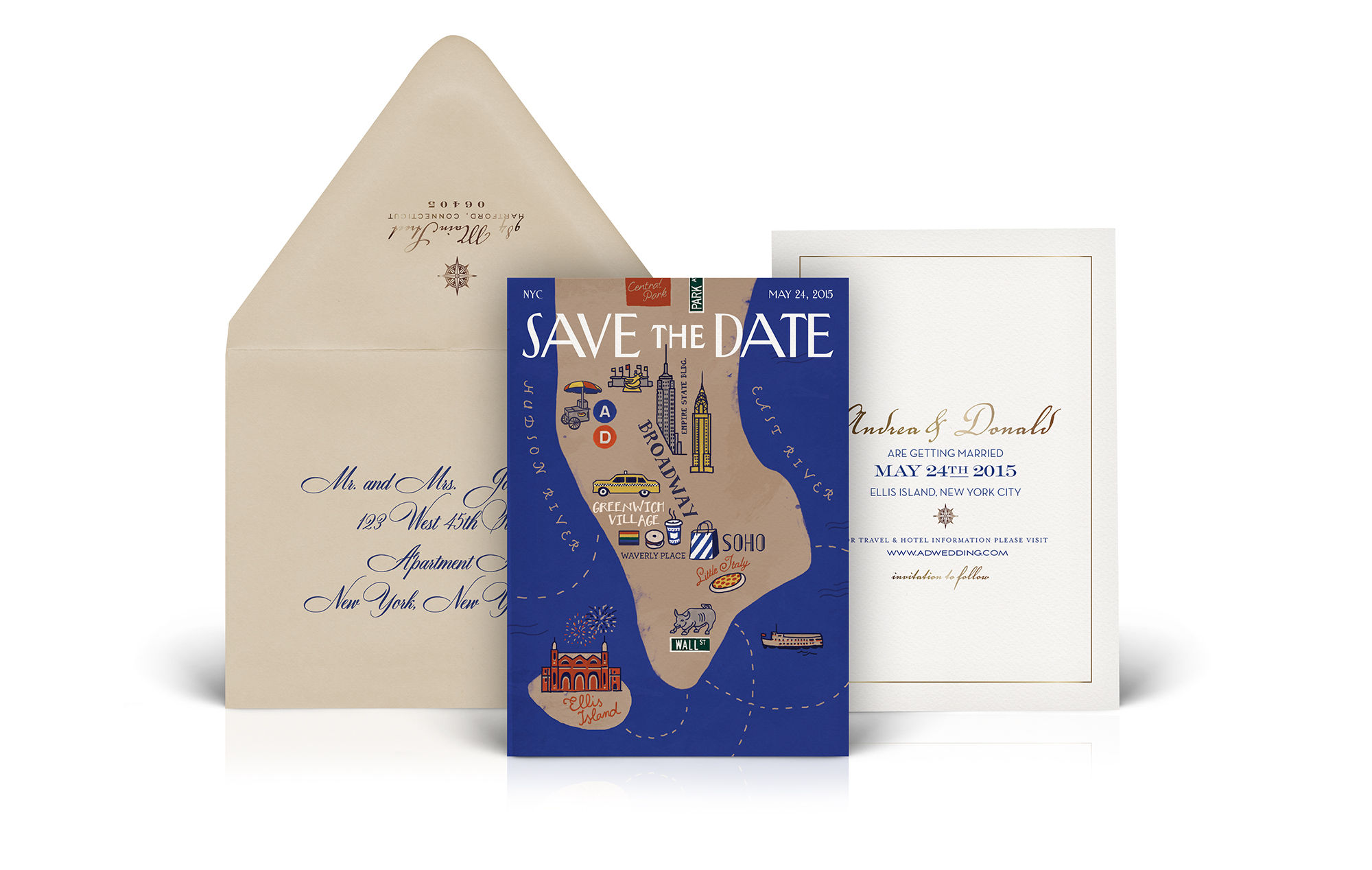 The New Yorker magazine inspired save the date