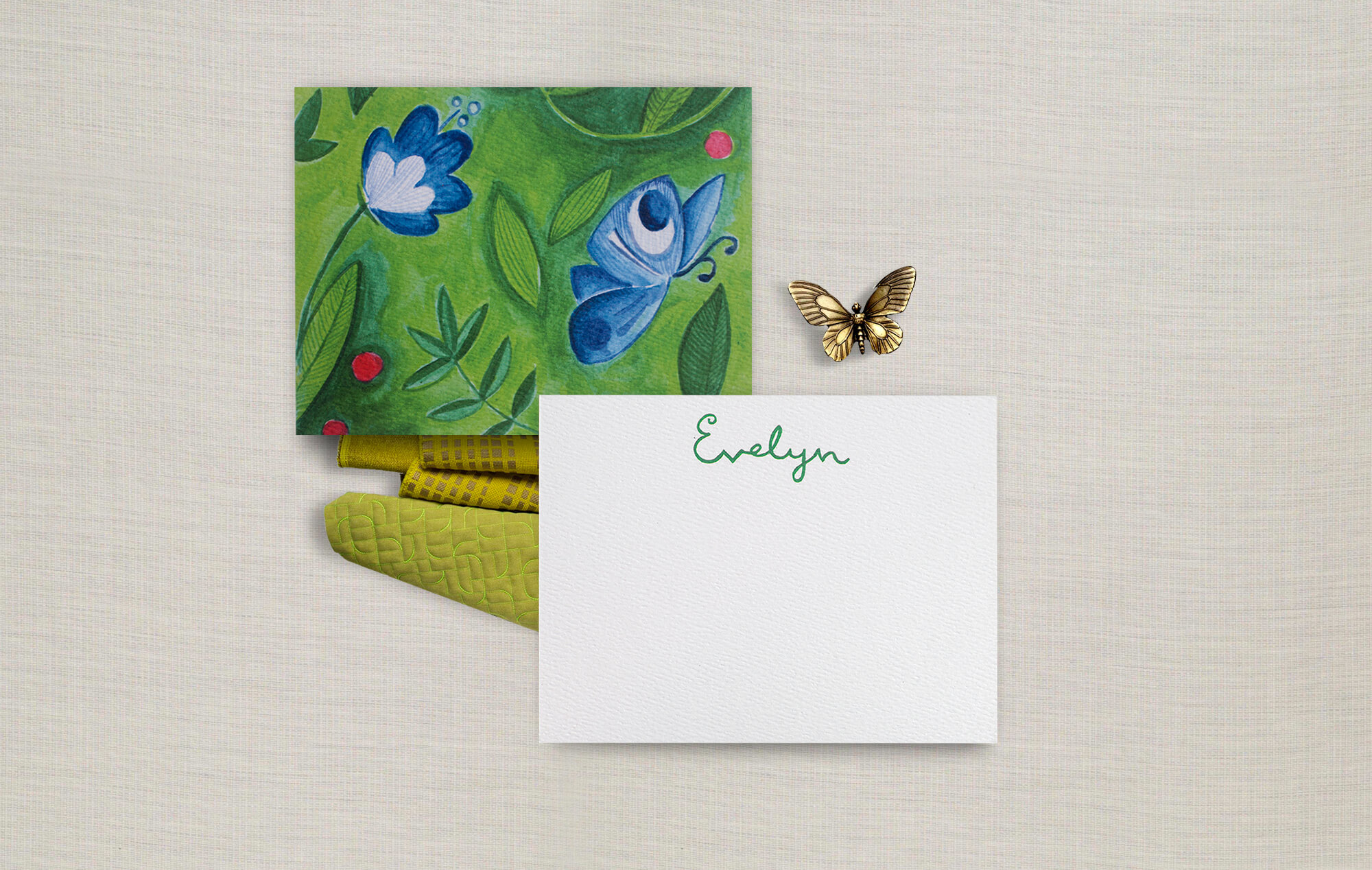 Butterfly and flower watercolor notecards