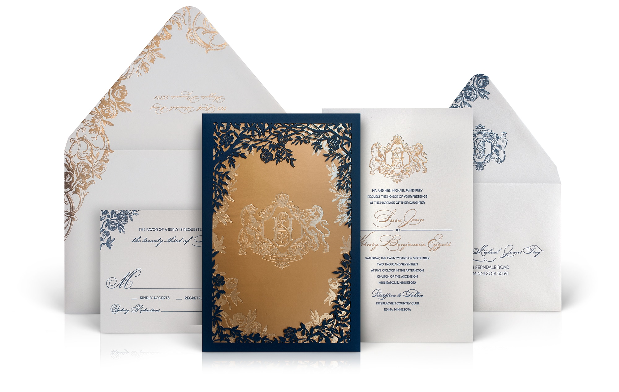 Ornate vintage luxury wedding invitation