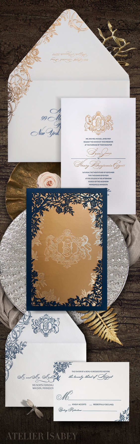 Beauty and the beast laser cut wedding invitation