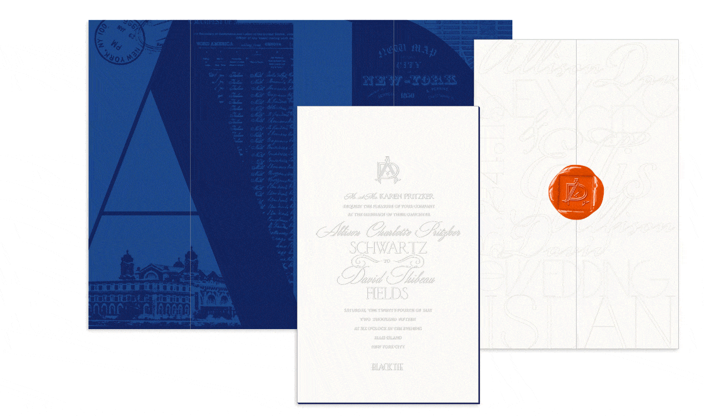 Ellis Island and New York invitation concepts