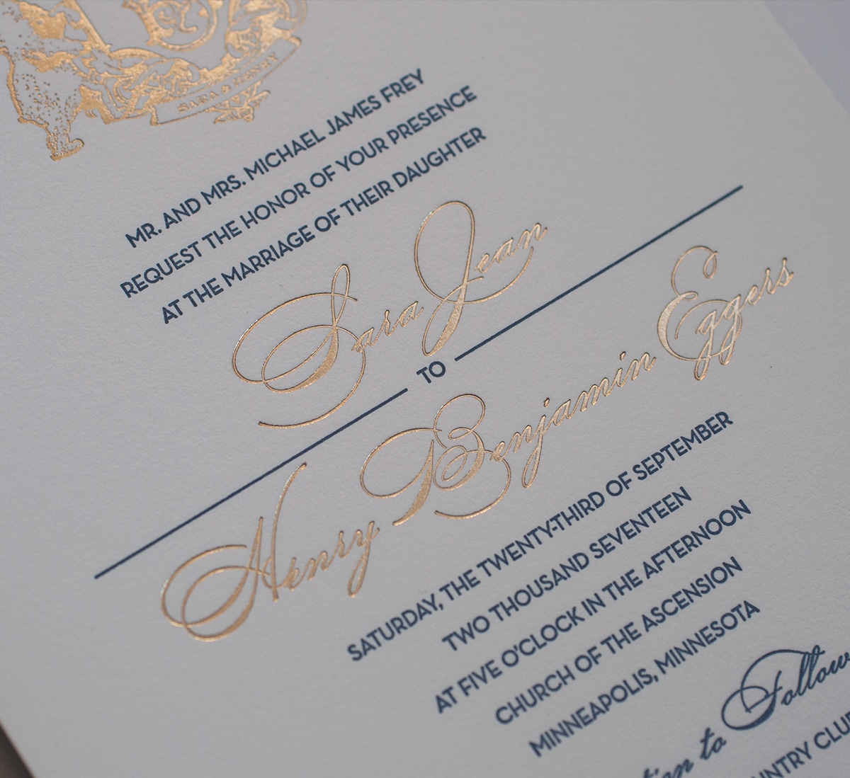 Gold foil and letterpress typography