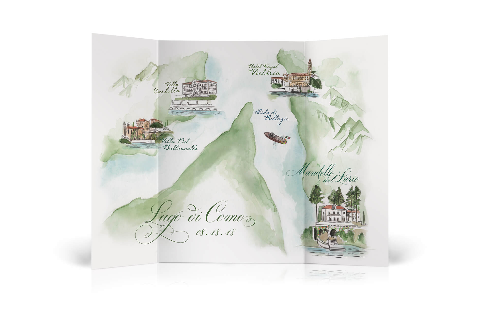 Watercolor Lake Como map