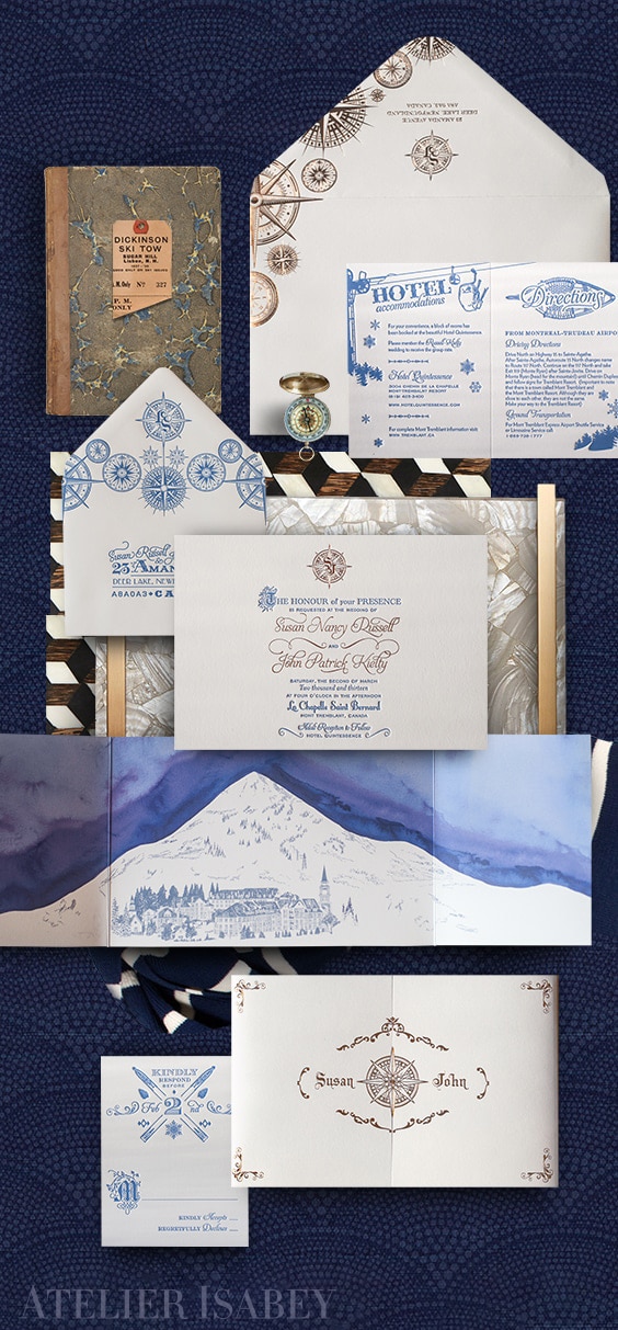 Mont Tremblant ski lodge wedding invitation | By Atelier Isabey