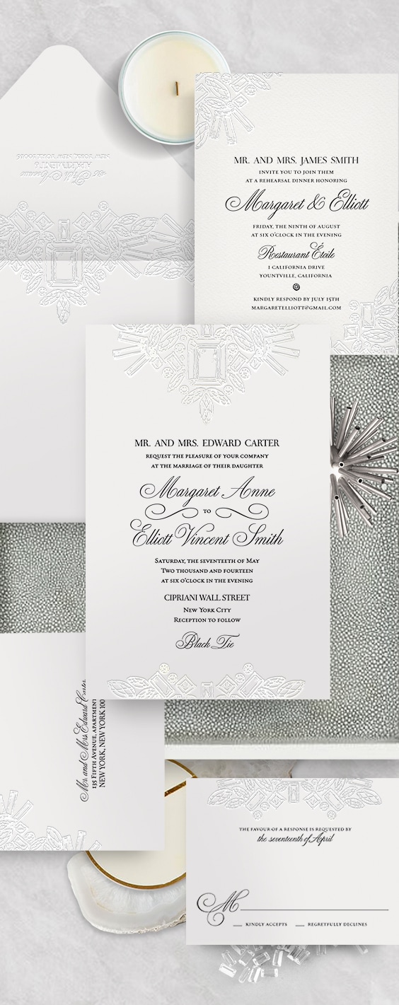Winston diamond letterpress wedding invitation | By Atelier Isabey