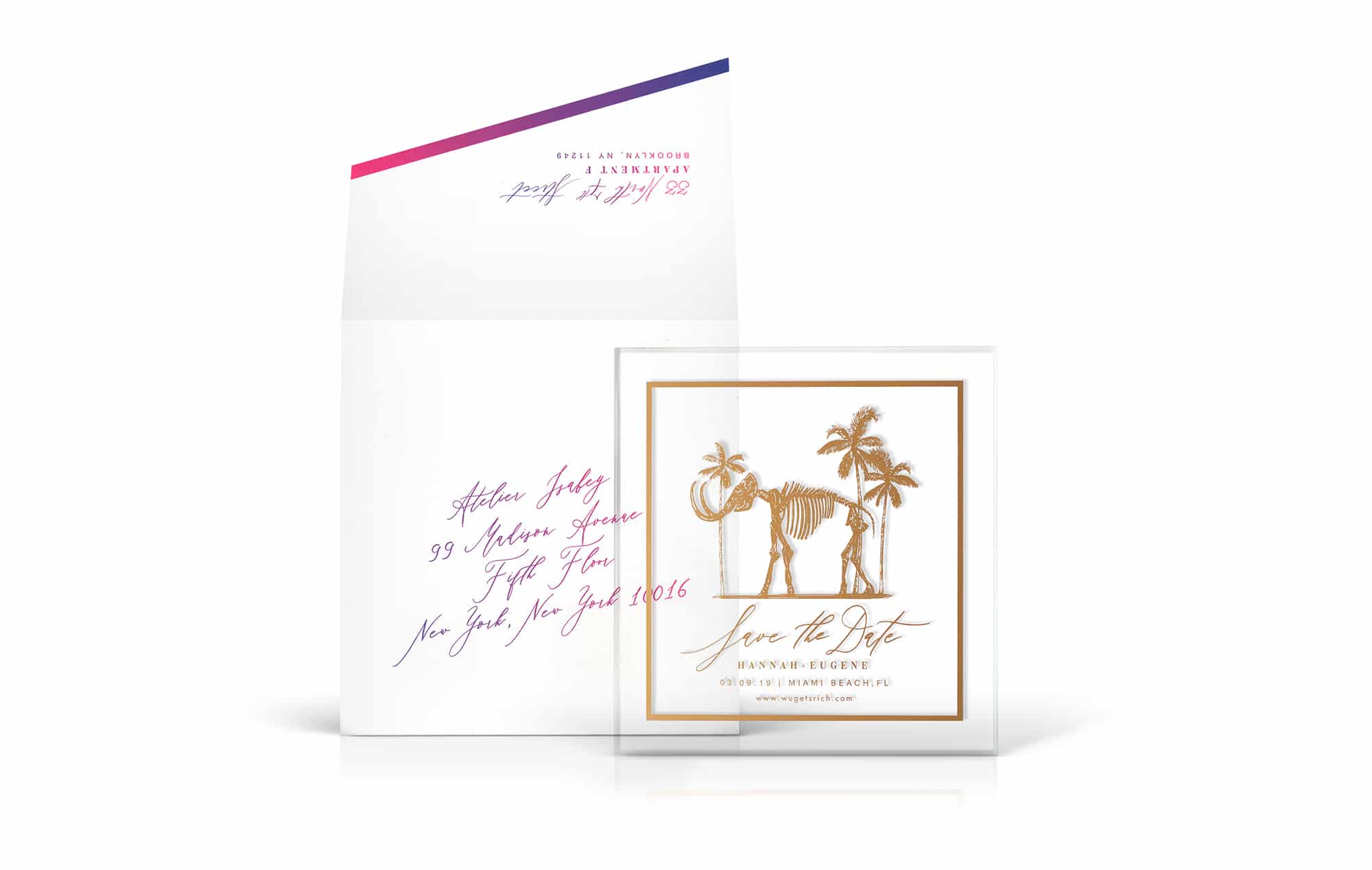 Faena mammoth inspired wedding save the date
