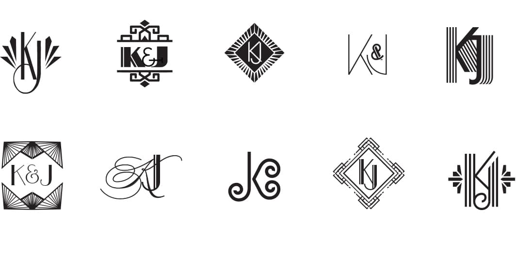 Art Deco monogram options