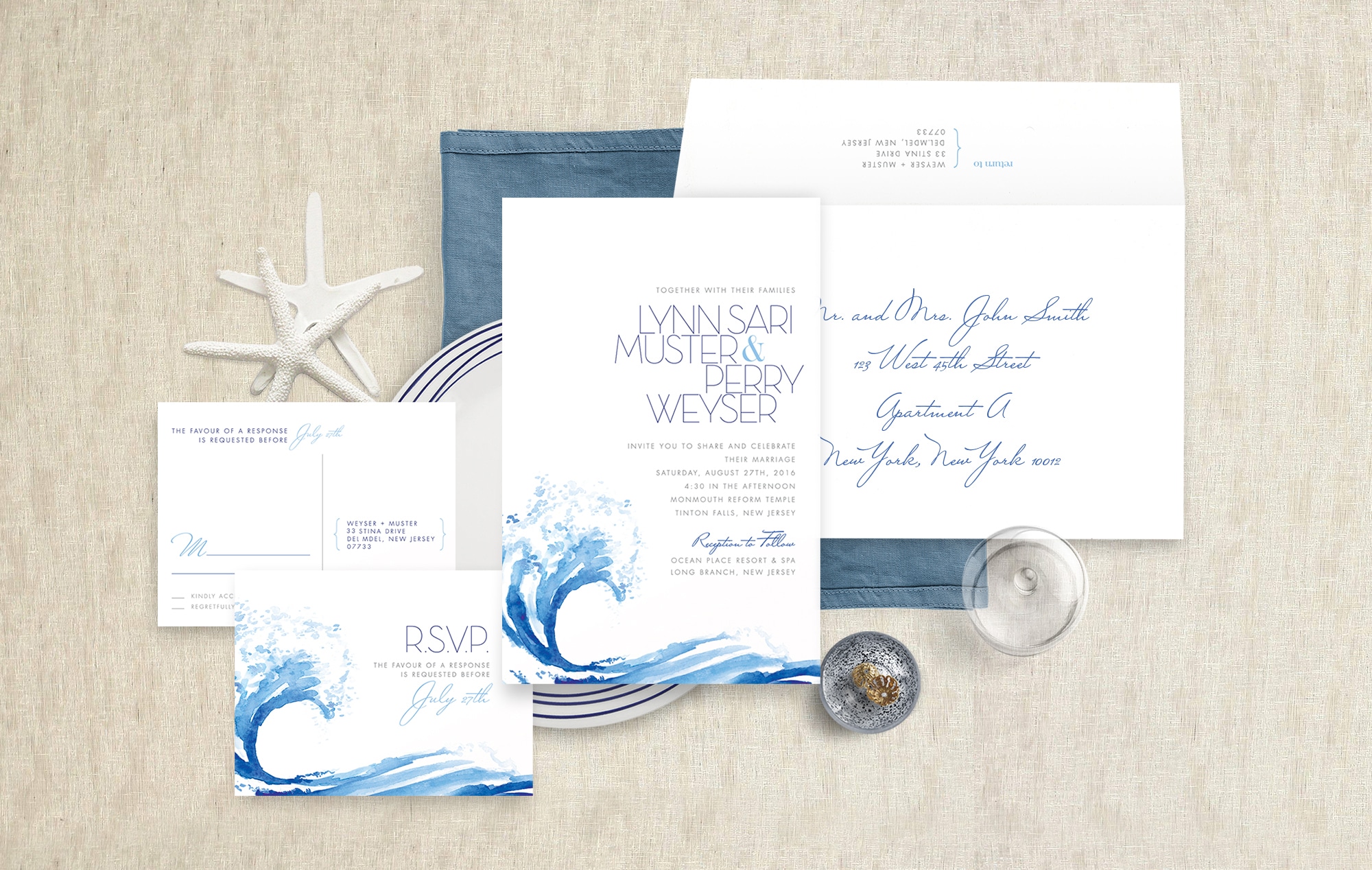 Ocean wave wedding invitation