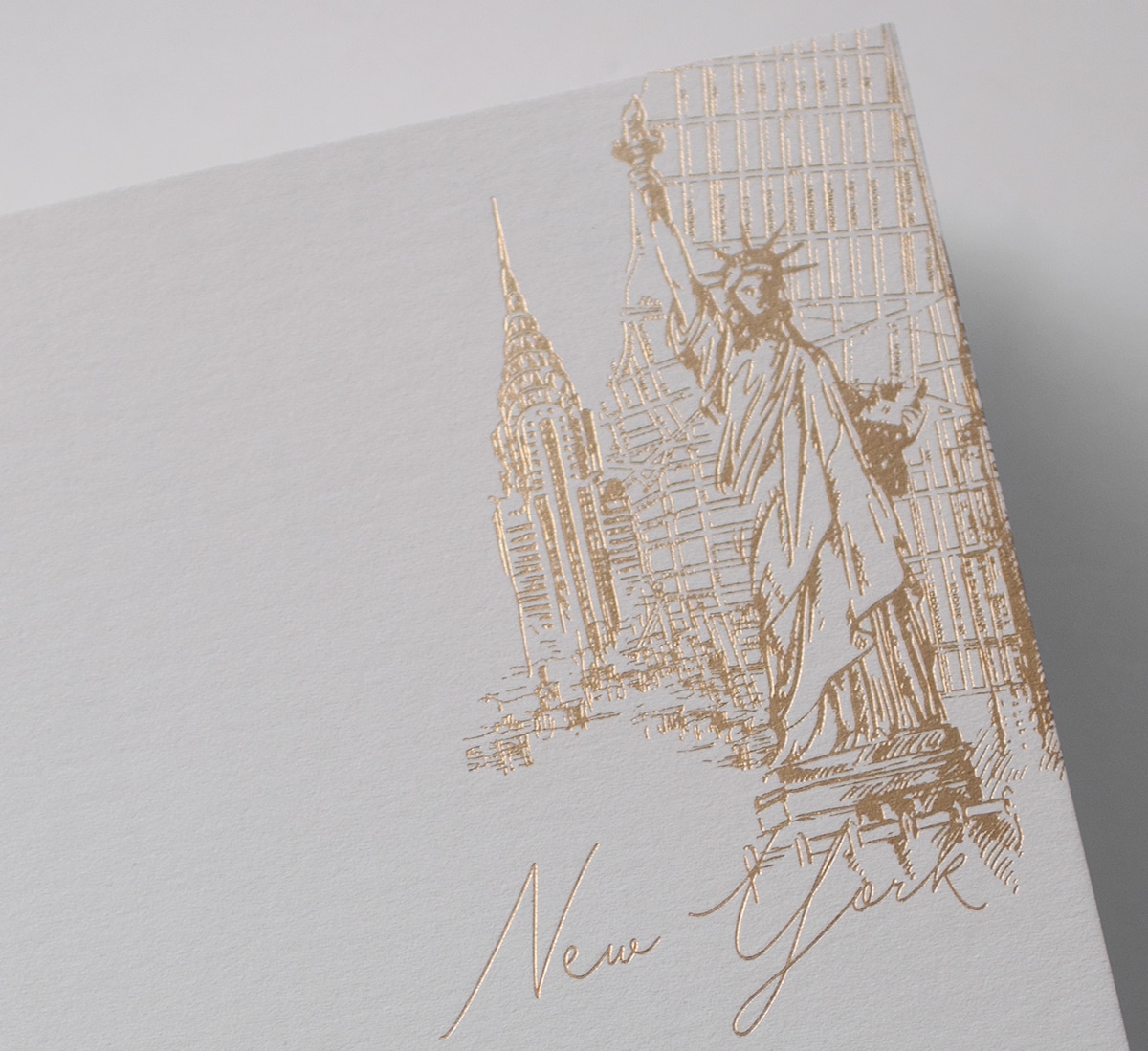Gold foil with New York landmarks
