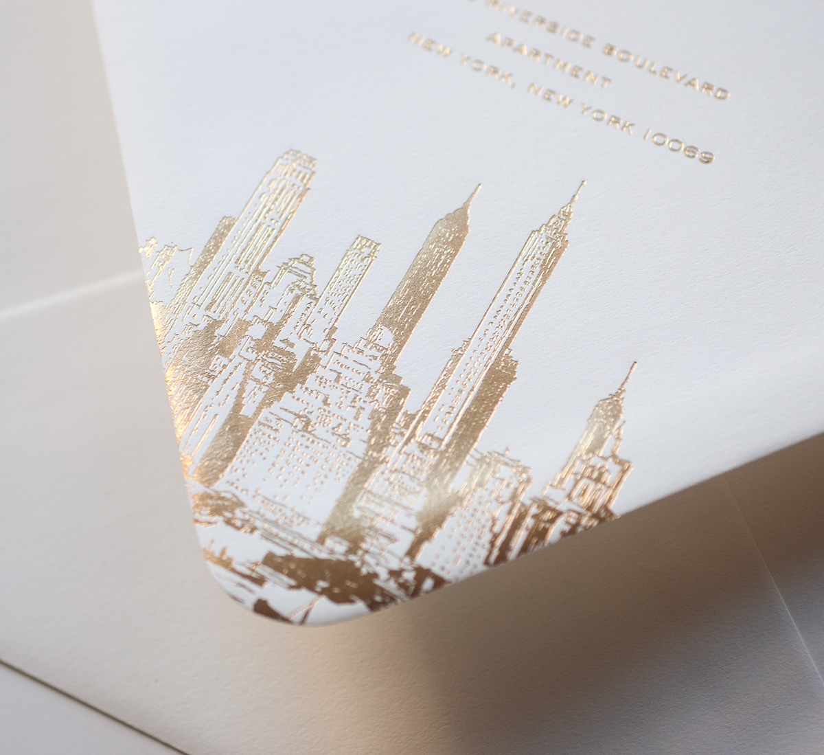 Gold NYC skyline envelope