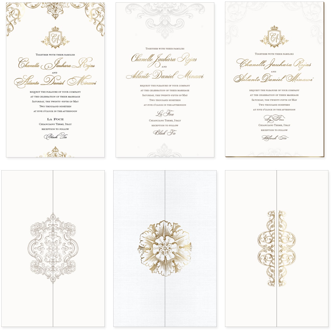 Ornate wedding invitations and wraps
