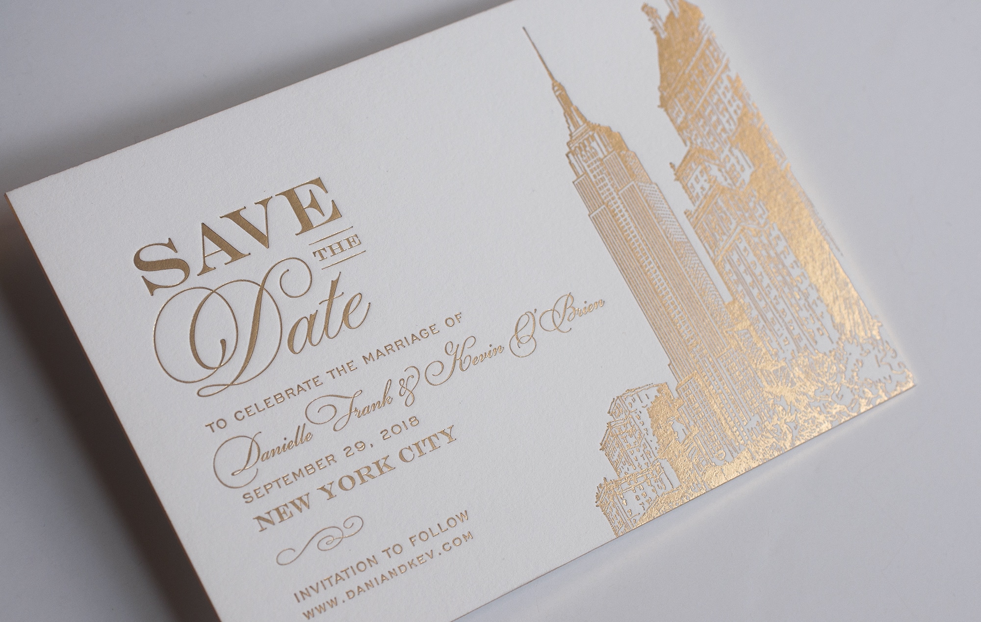 Gold Foil NYC Save the Date