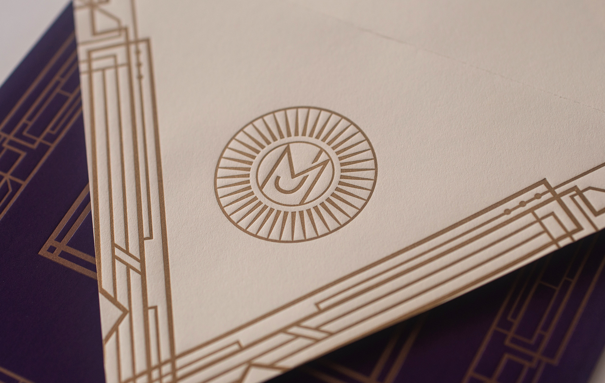 Deco letterpress envelope detail