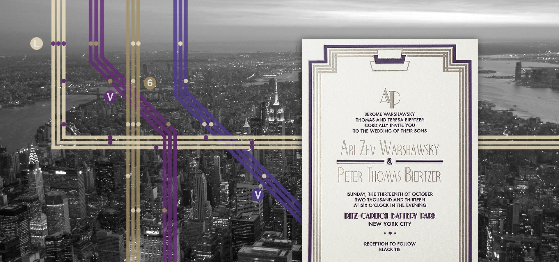 New York City inspired wedding invitation