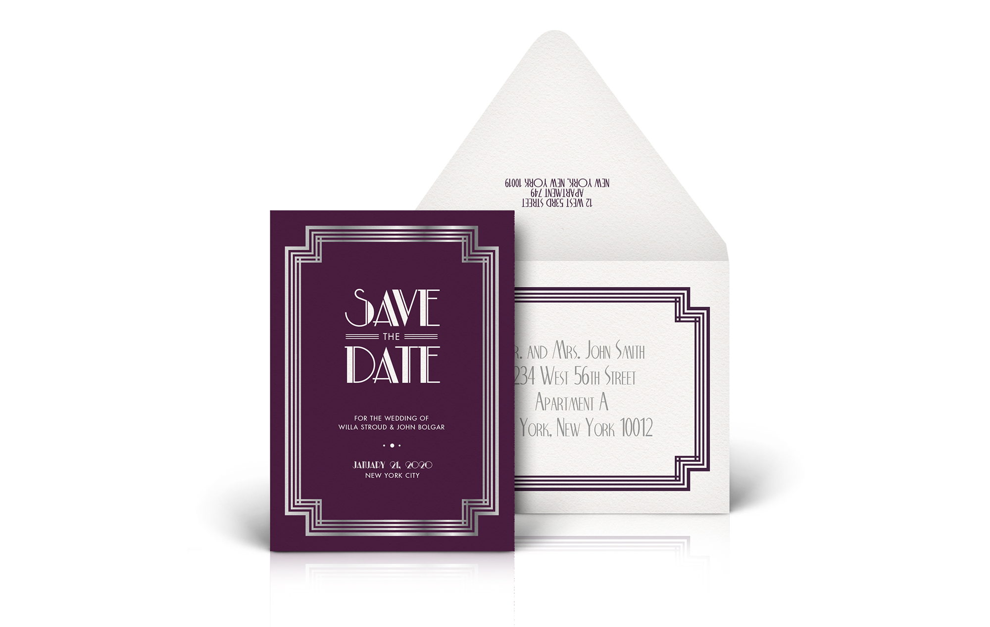 Silver Art Deco save the date