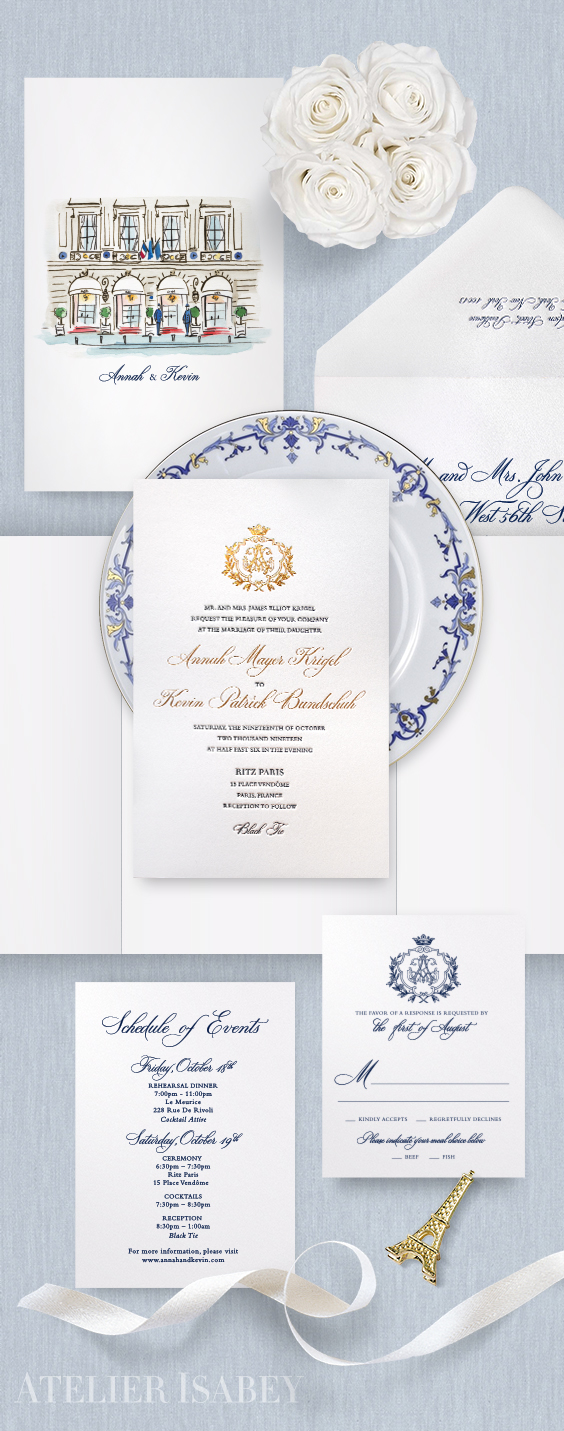 Ritz Paris Wedding Invitation Pin