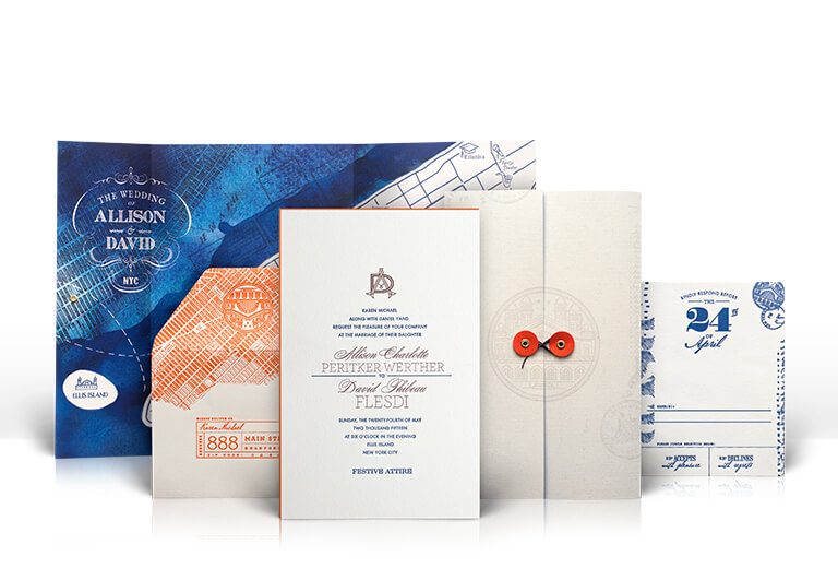 New York City Ellis Island wedding invitation